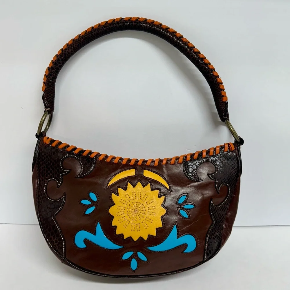 Vintage Boho BCBG Girl Leather Handbag, Shoulder Bag, Purse - Picture 1 of 9